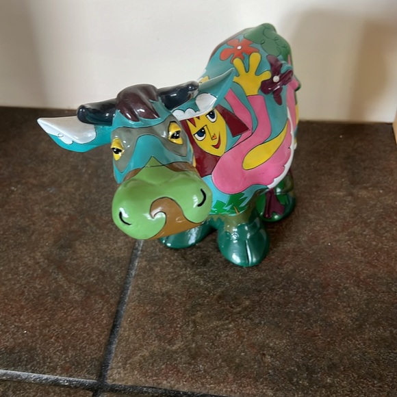 Decorative Wooden Colorful Cow - Picture 5 of 6